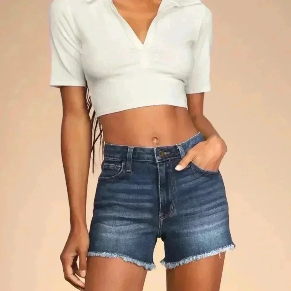 JBD Just Black Denim FRAYED HEM DENIM JEAN SHORTS